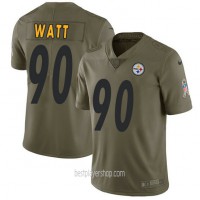 Mens Pittsburgh Steelers #90 Tj Watt Authentic Olive Salute To Service Jersey Bestplayer